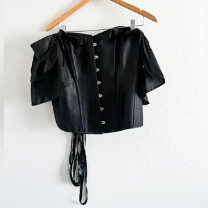 Corset Story Black Ruffle Sleeve Corset Top